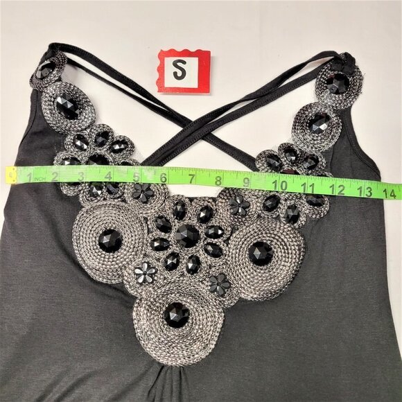 Black Sequined Glitter Applique Blouse Top  Size S   Size M -  NWT - Picture 8 of 11